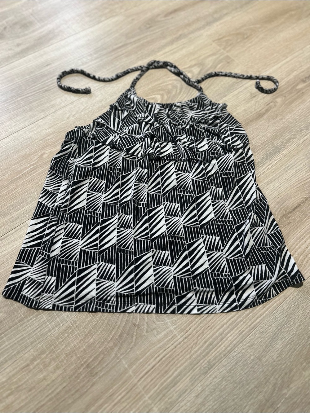 Banana Republic Black and White Geometric Halter Tank Top